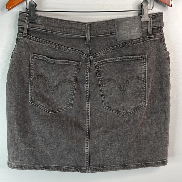 LEVIS Black Wash Denim Mini Jean Skirt Black Tab Stretch Western Baddie Size 31 - Picture 5 of 9